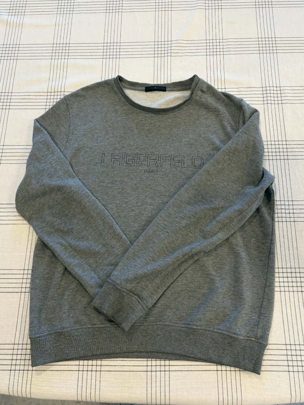 Karl Lagerfeld Paris Gray Printed Outline Logo Sweatshirt Size L